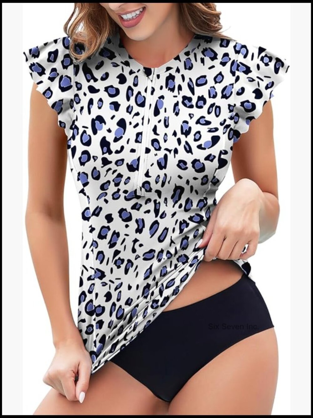Women's Sleeveless Rash Guard Tankini Top with Built-in Bra UPF50+